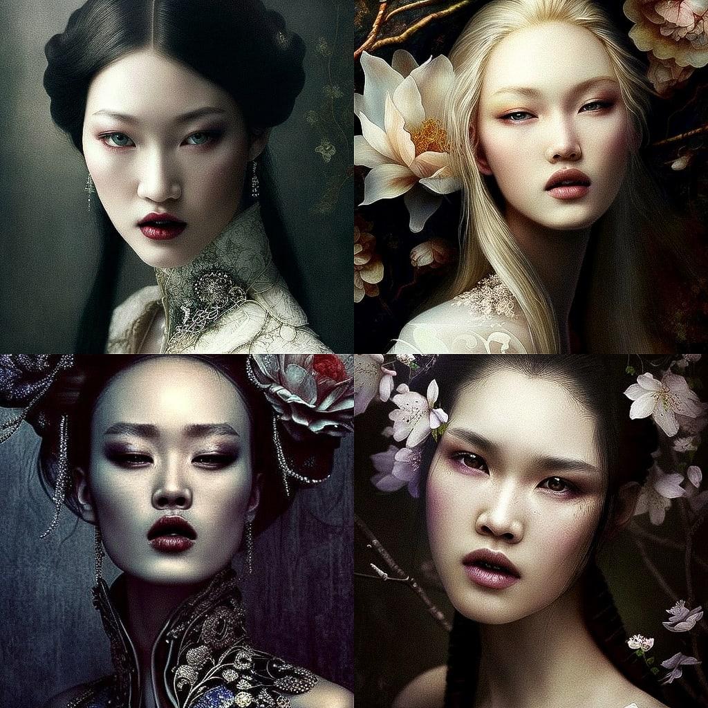 Zhang Jingna style, Midjourney V4, render 1 of 4