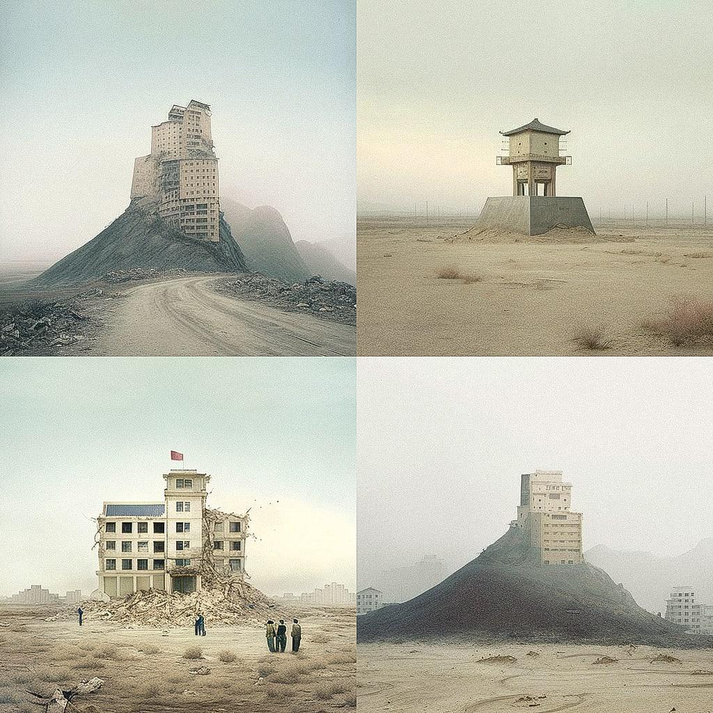 Zhang Kechun style, Midjourney V4, render 1 of 4