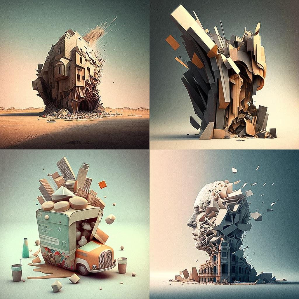 Zimoun style, Midjourney V4, render 1 of 4
