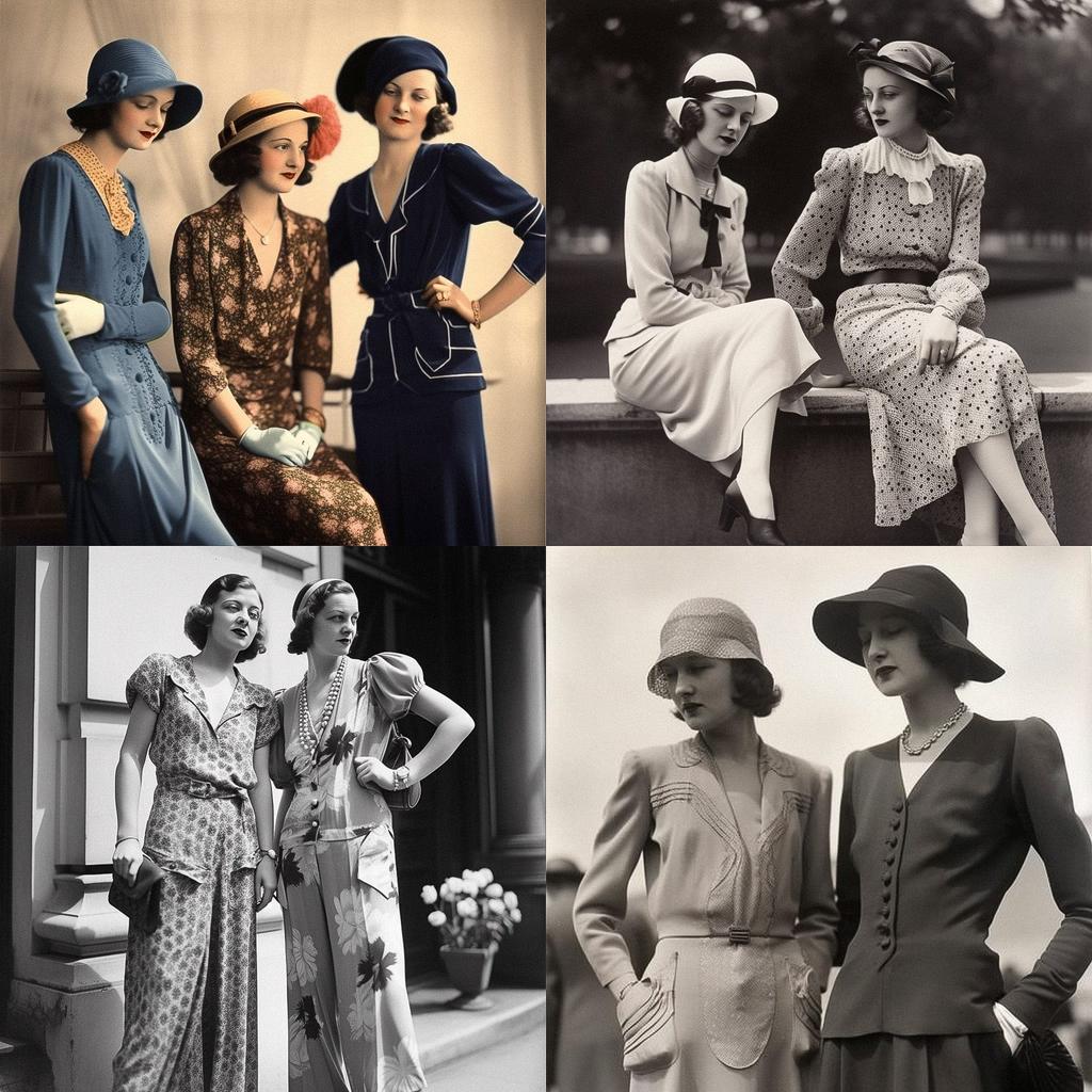 1930s fashion style, Midjourney V5, render 1 of 4