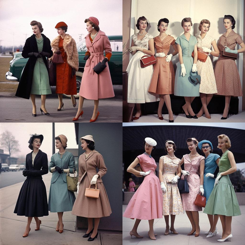 1950s fashion style, Midjourney V5, render 1 of 4