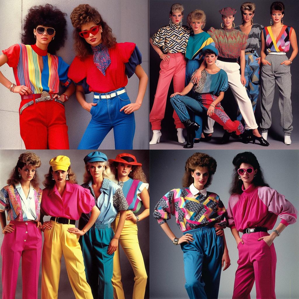 1980s fashion style, Midjourney V5, render 1 of 4
