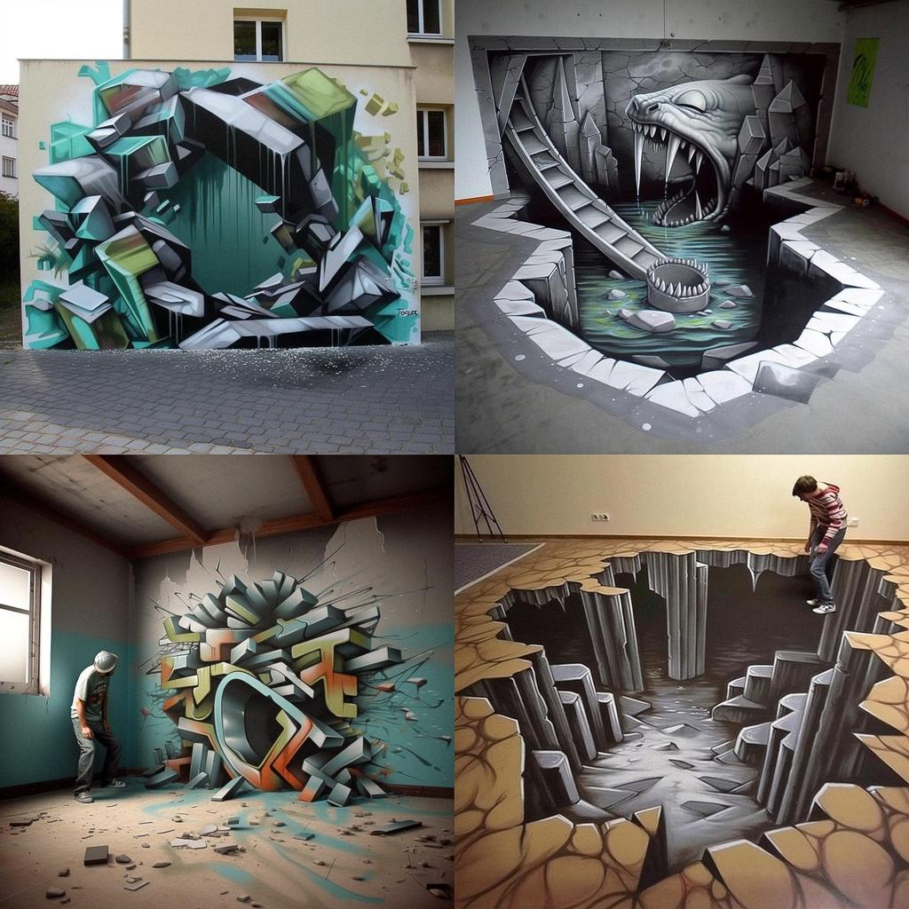 3D graffiti style, Midjourney V5, render 1 of 4