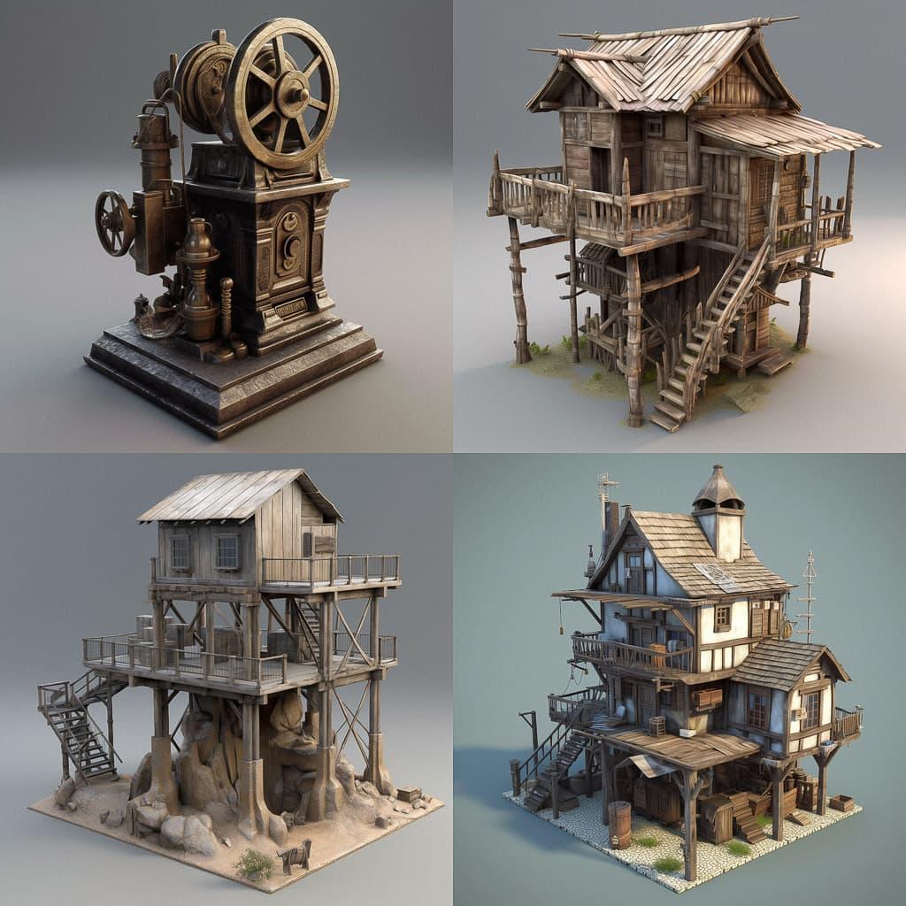3D model style, Midjourney V5, render 1 of 4