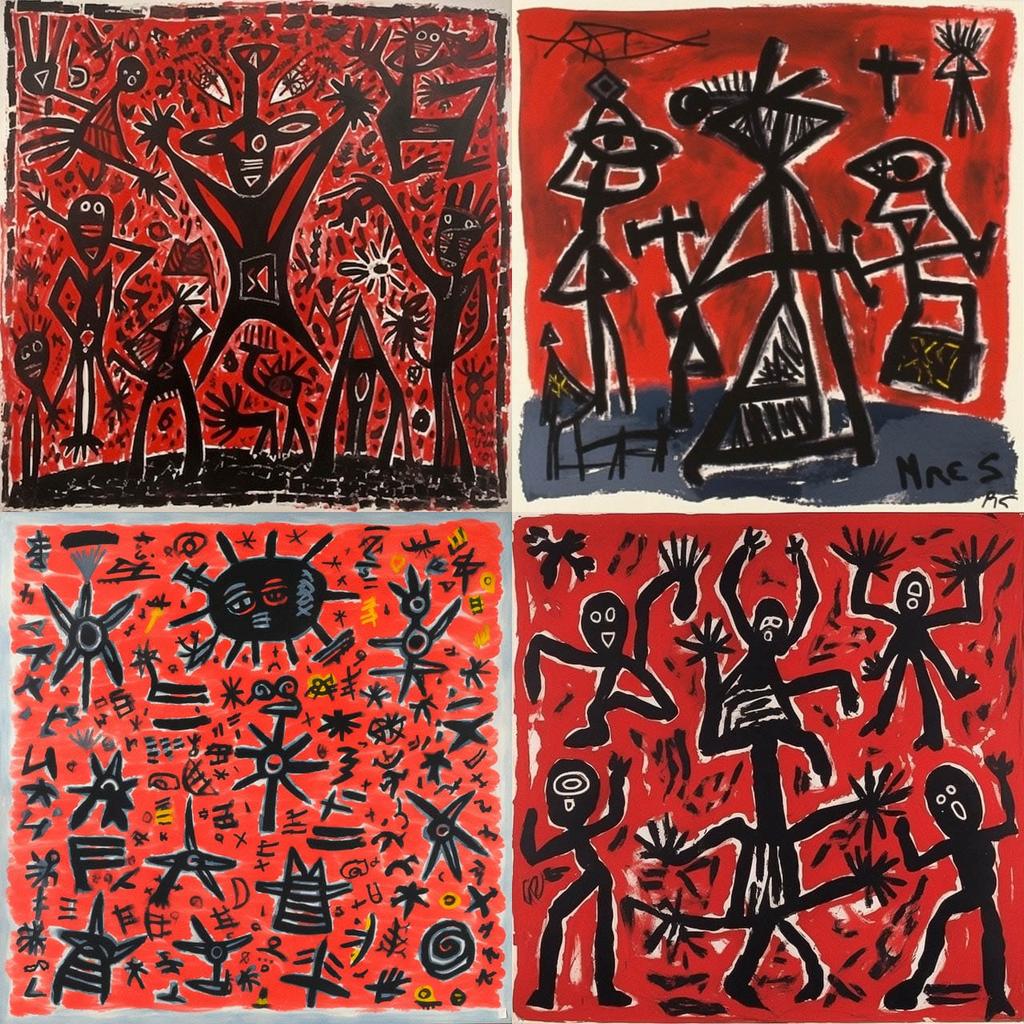 A. R. Penck style, Midjourney V5, render 1 of 4