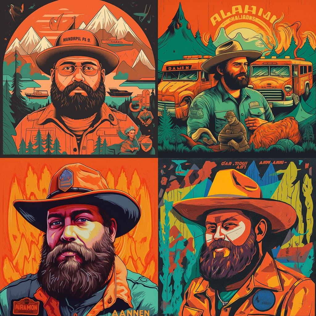 Aaron James Draplin style, Midjourney V5, render 1 of 4