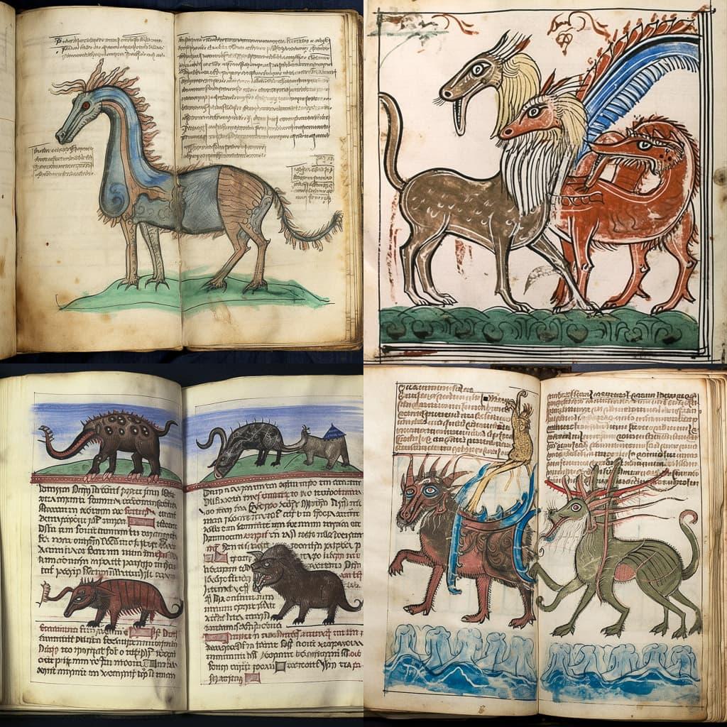 Aberdeen Bestiary style, Midjourney V5, render 1 of 4