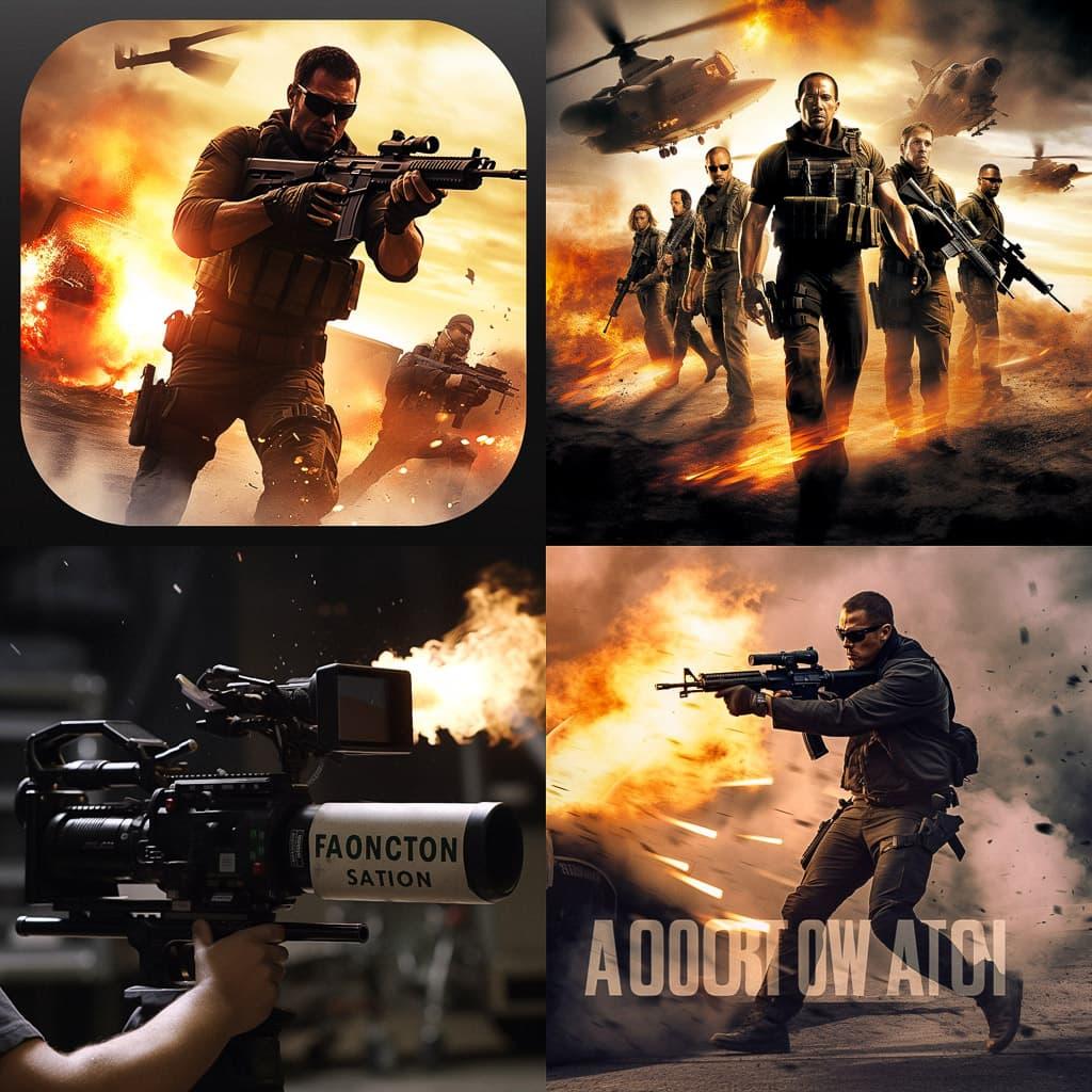 Action movie style, Midjourney V5, render 1 of 4