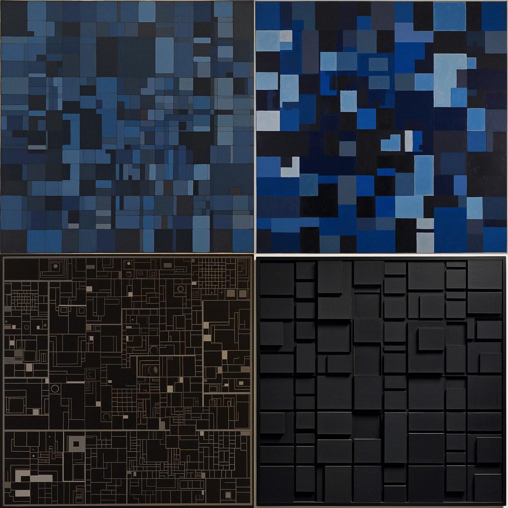Ad Reinhardt style, Midjourney V5, render 1 of 4