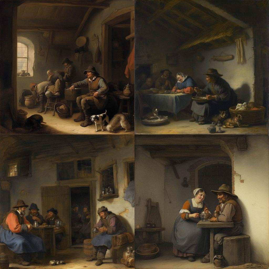 Adriaen Brouwer style, Midjourney V5, render 1 of 4