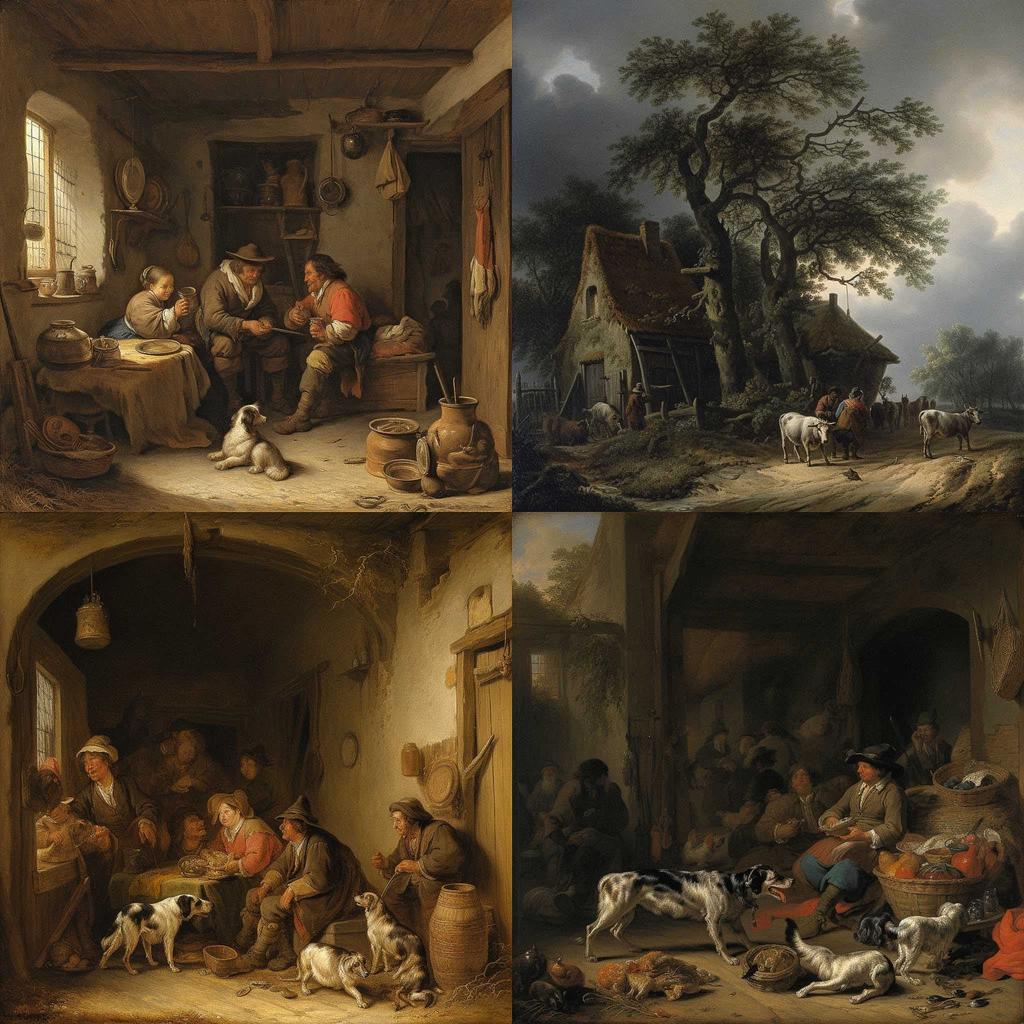 Adriaen van Ostade style, Midjourney V5, render 1 of 4