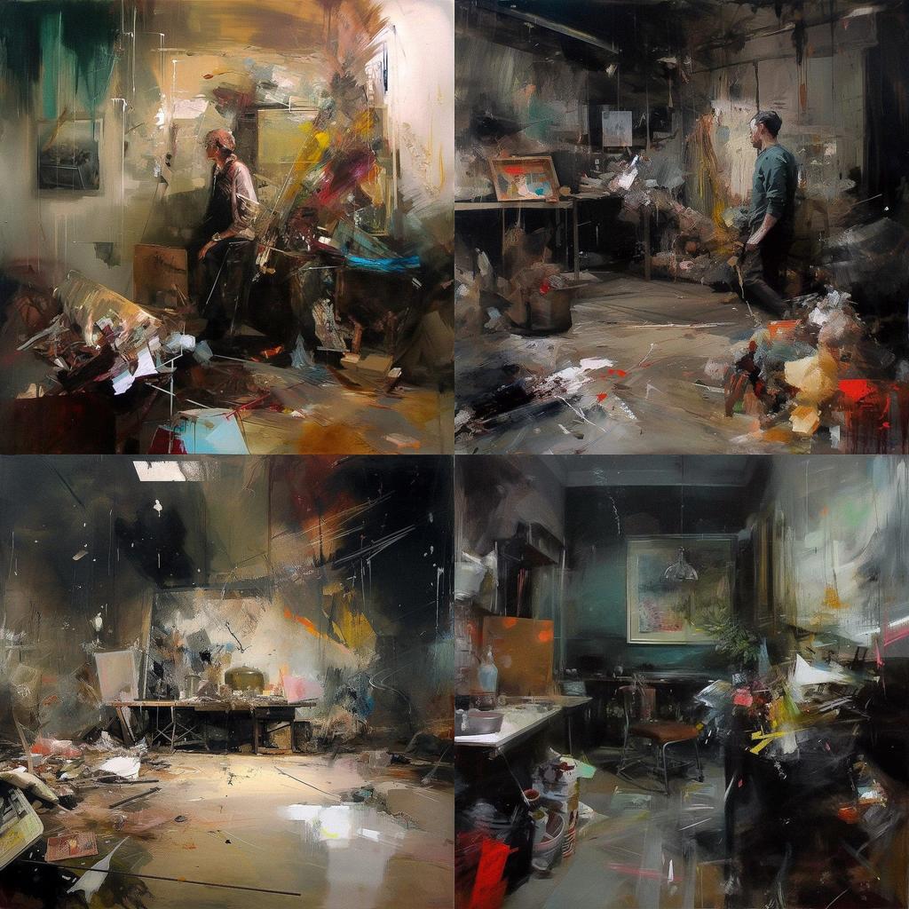 Adrian Ghenie style, Midjourney V5, render 1 of 4