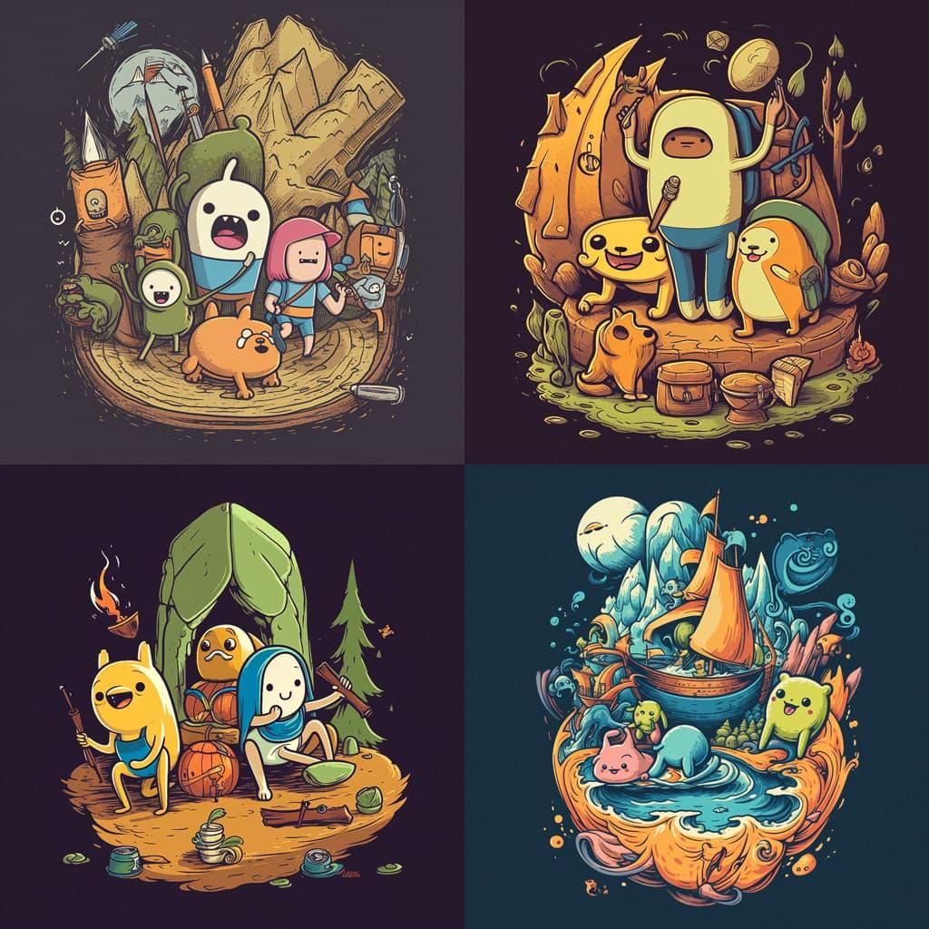 Adventure Time style, Midjourney V5, render 1 of 4