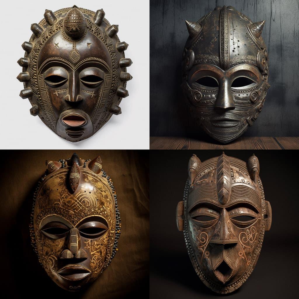 African mask style, Midjourney V5, render 1 of 4
