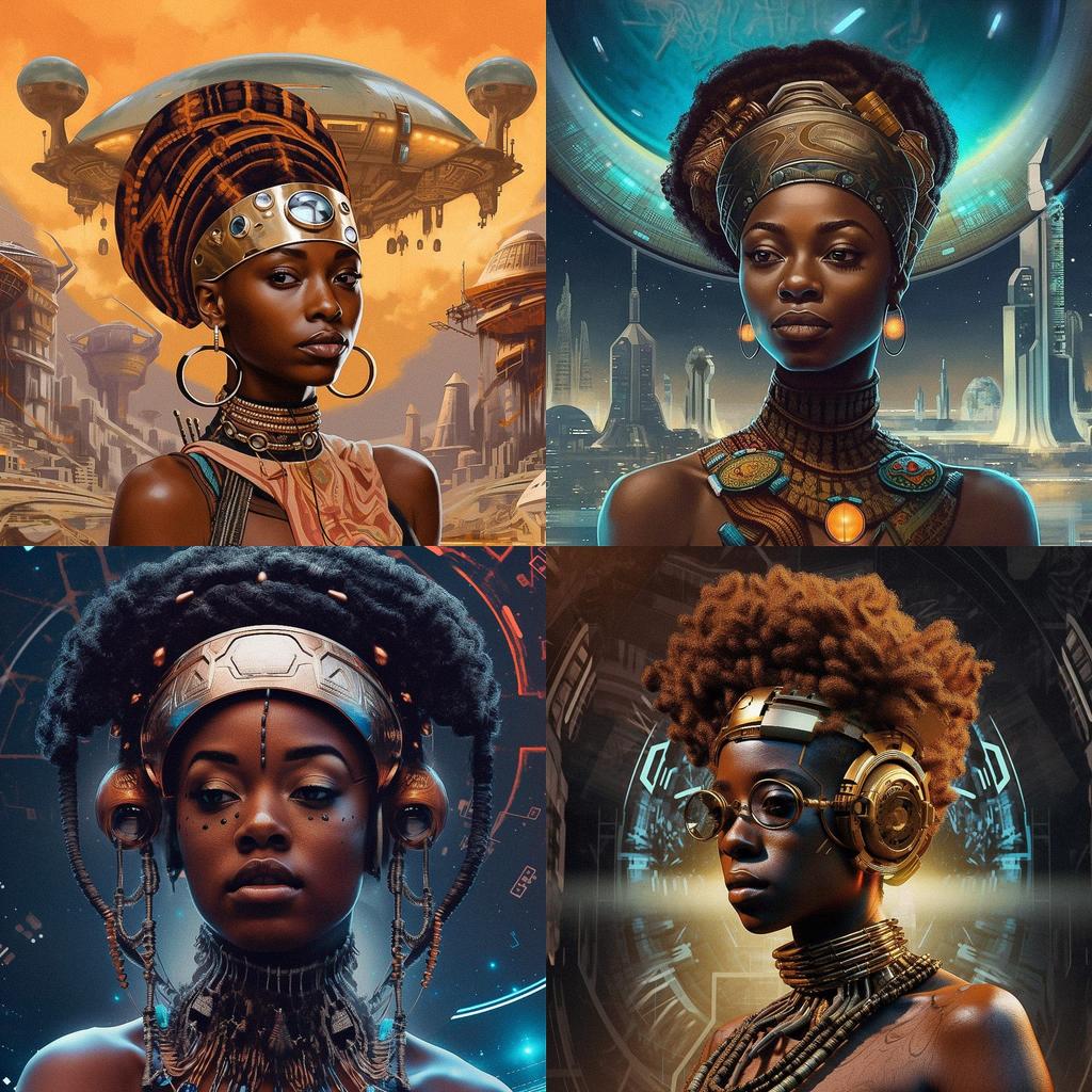 Afrofuturism style, Midjourney V5, render 1 of 4