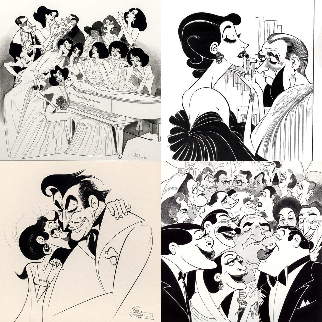 Al Hirschfeld style, Midjourney V5, render 1 of 4