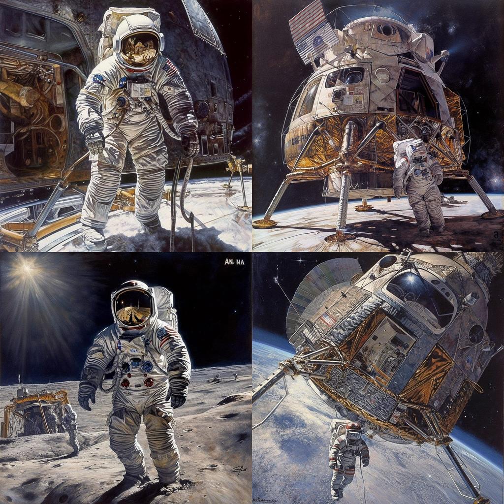 Alan Bean style, Midjourney V5, render 1 of 4