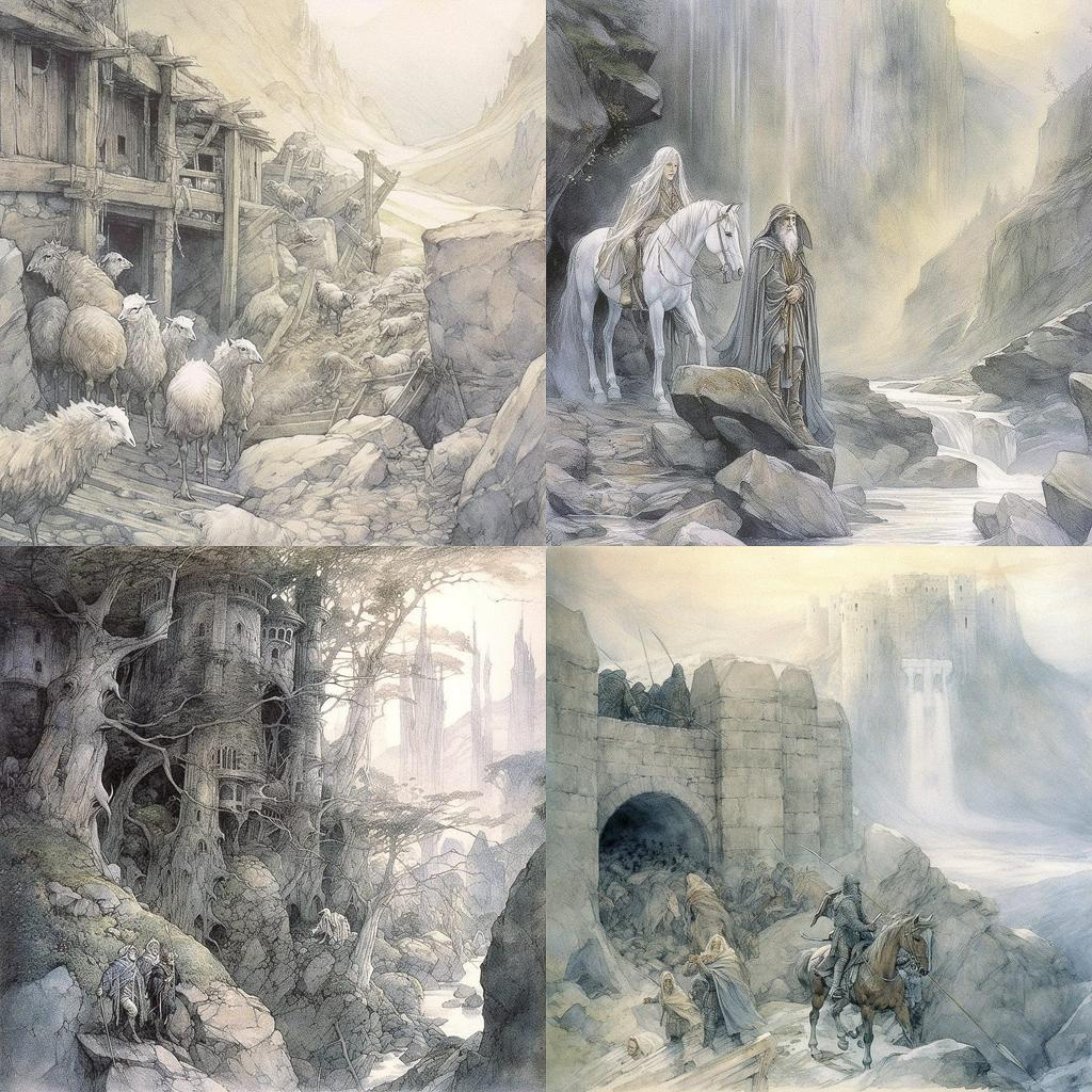 Alan Lee style, Midjourney V5, render 1 of 4