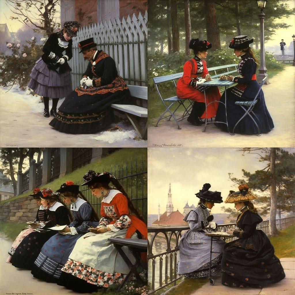 Albert Edelfelt style, Midjourney V5, render 1 of 4