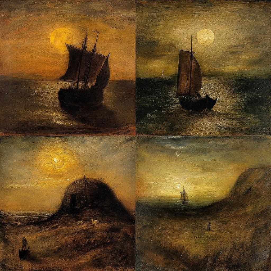 Albert Pinkham Ryder style, Midjourney V5, render 1 of 4