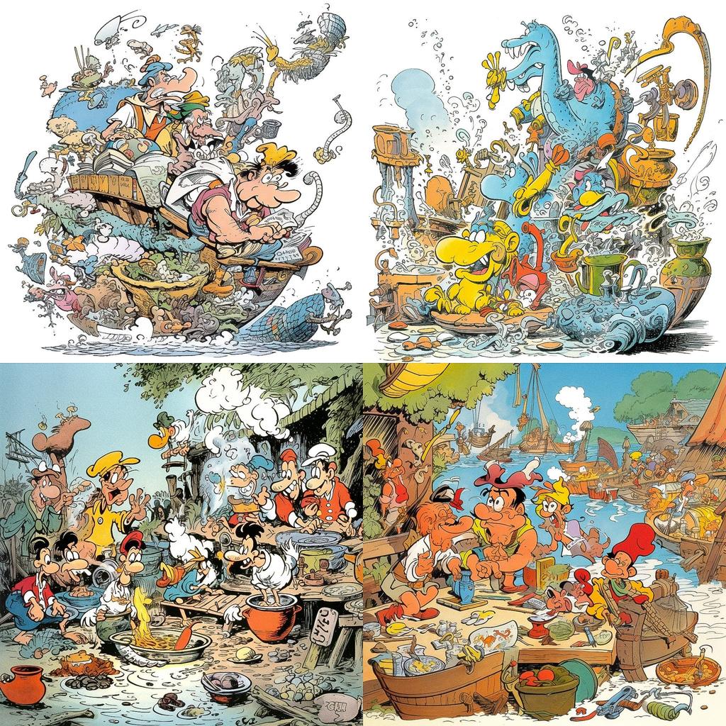 Albert Uderzo style, Midjourney V5, render 1 of 4