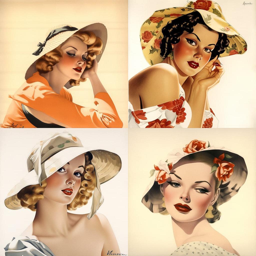 Alberto Vargas style, Midjourney V5, render 1 of 4