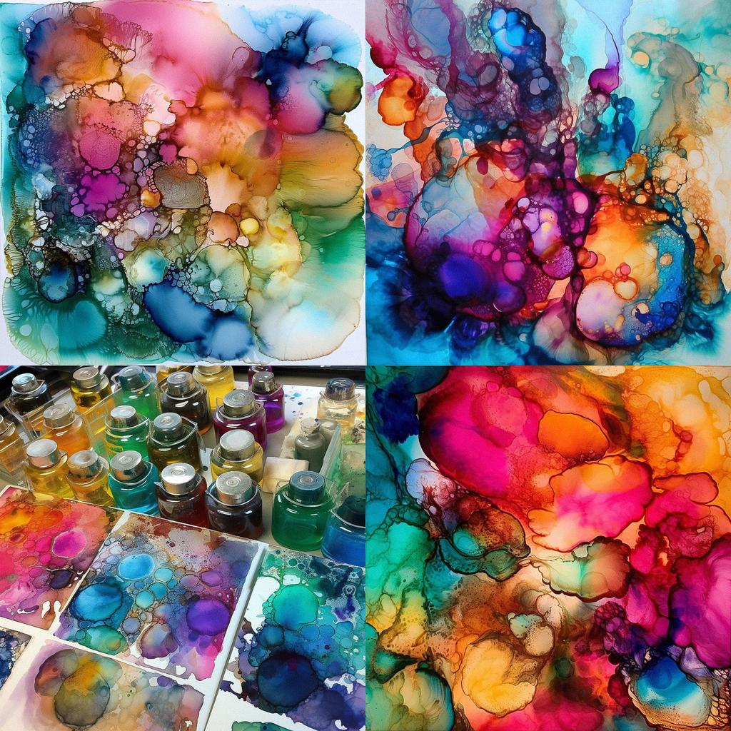 Alcohol ink style, Midjourney V5, render 1 of 4