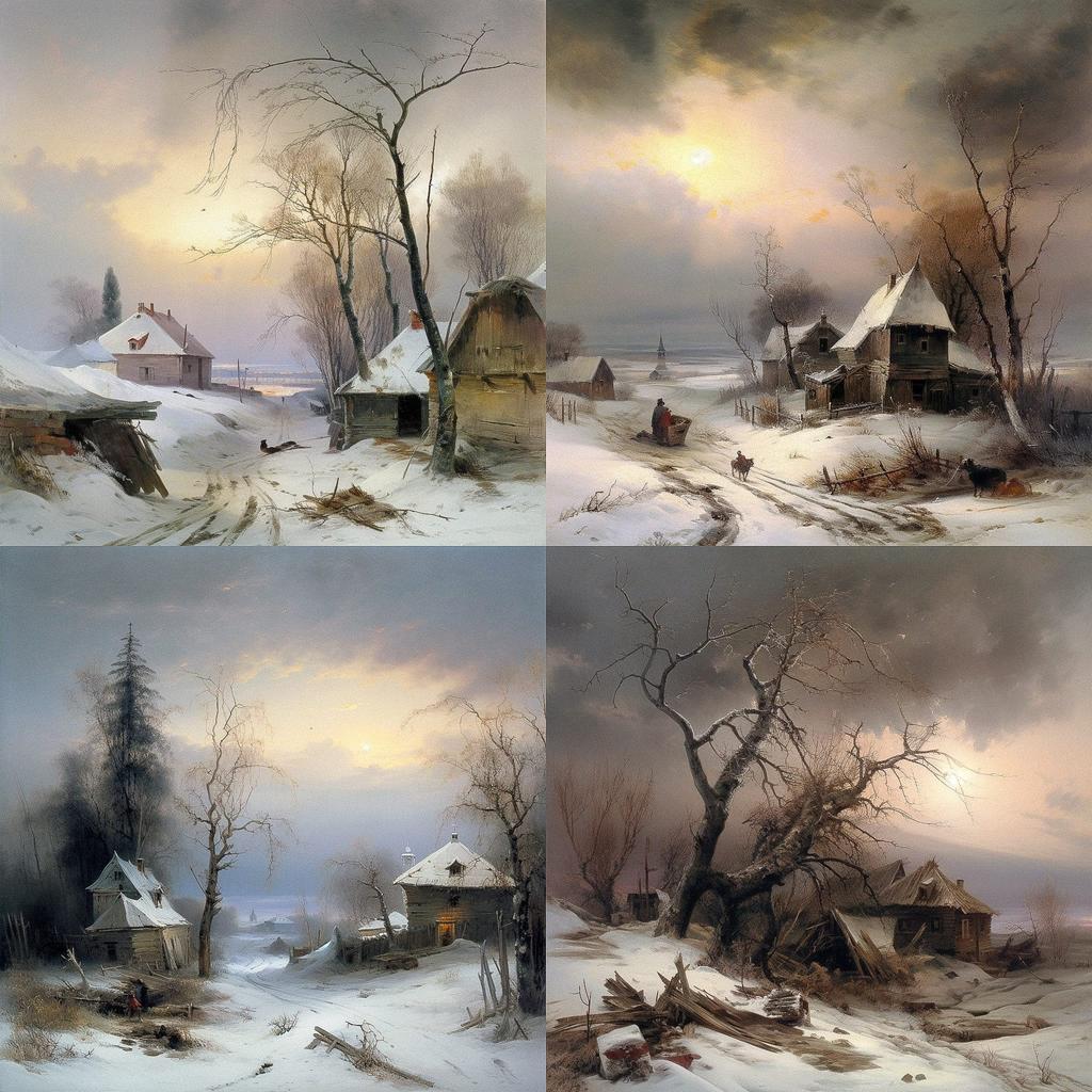 Aleksey Savrasov style, Midjourney V5, render 1 of 4