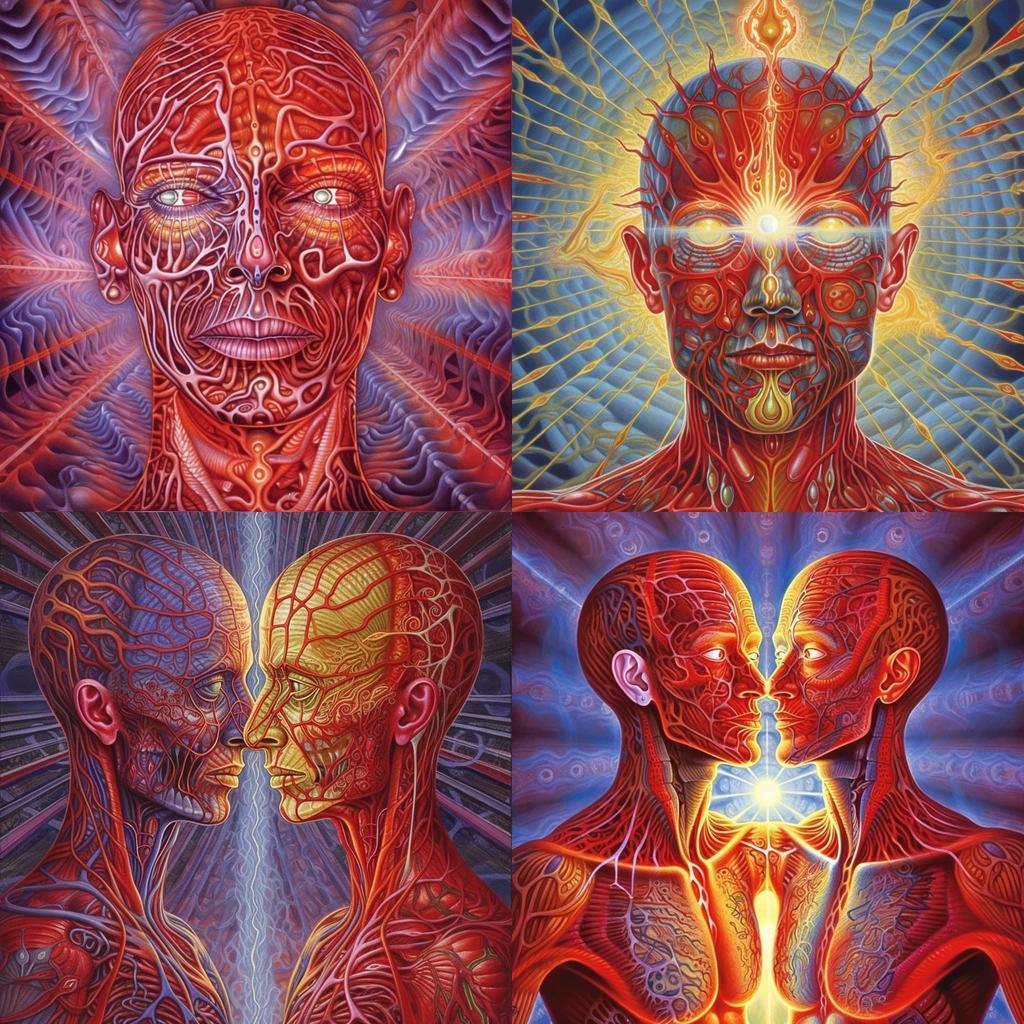 Alex Grey style, Midjourney V5, render 1 of 4