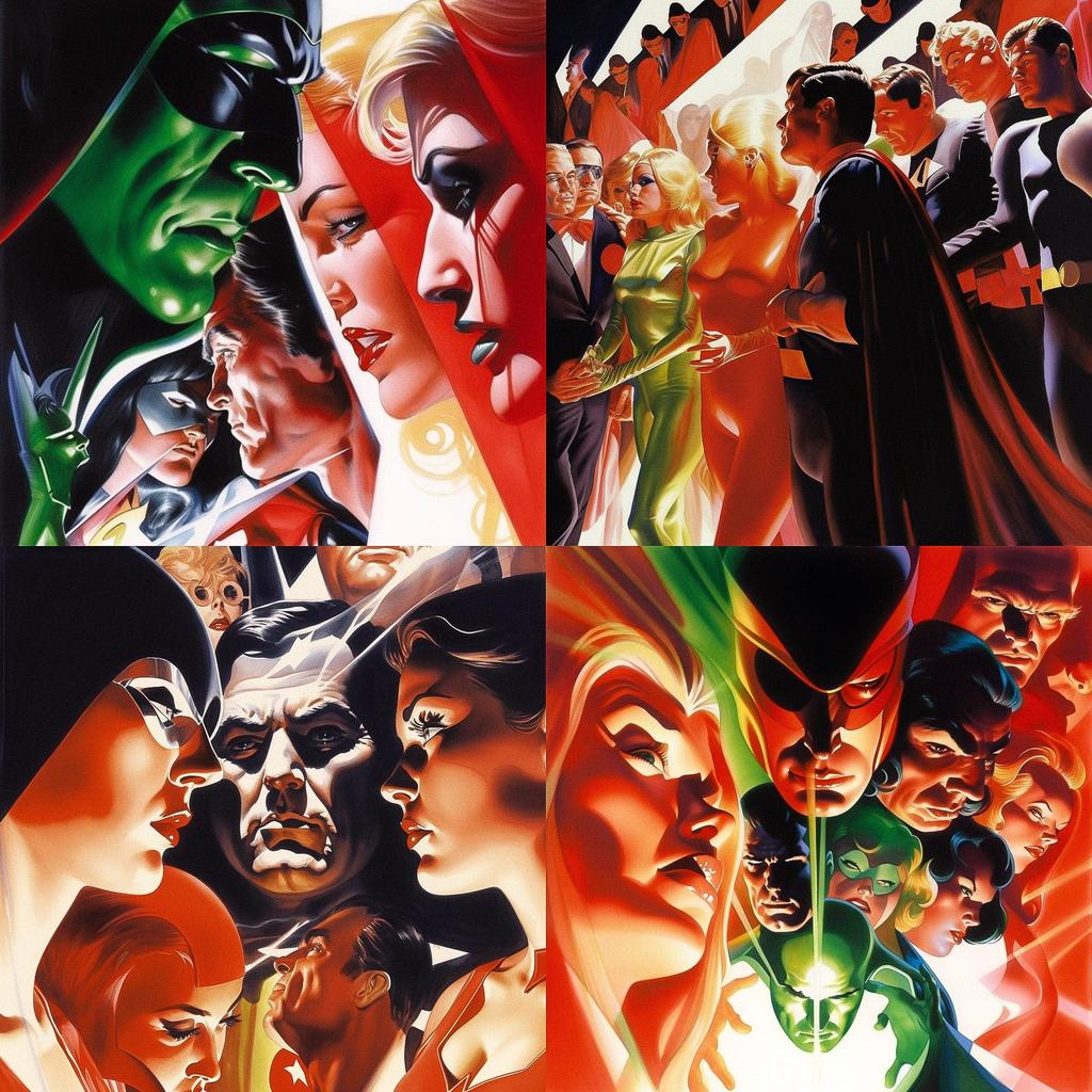 Alex Ross style, Midjourney V5, render 1 of 4