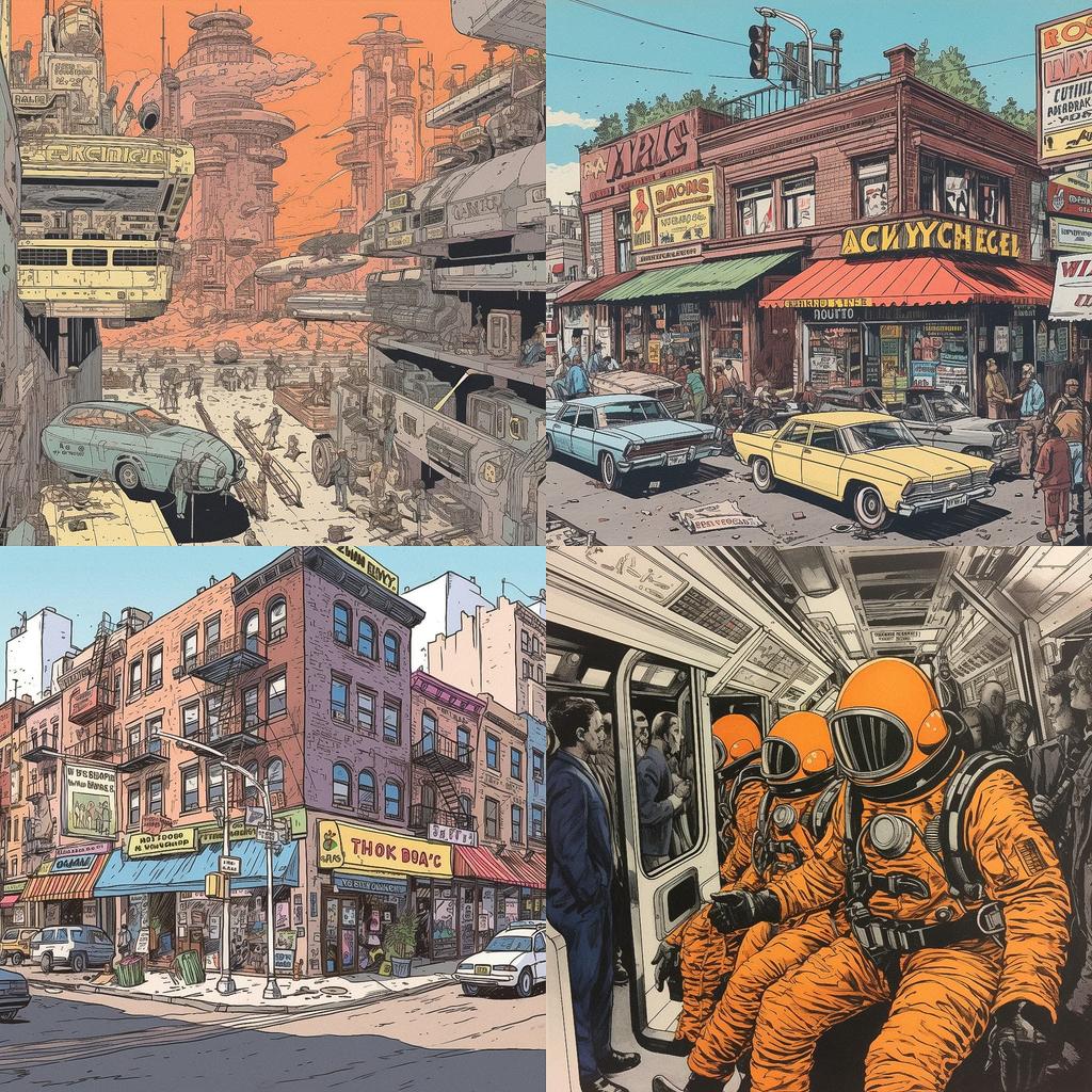 Alex Schomburg style, Midjourney V5, render 1 of 4