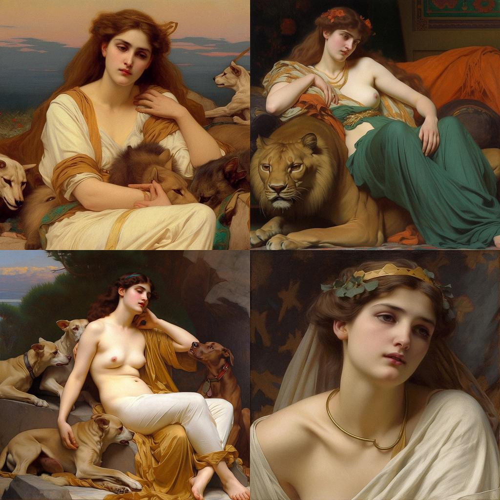 Alexandre Cabanel style, Midjourney V5, render 1 of 4