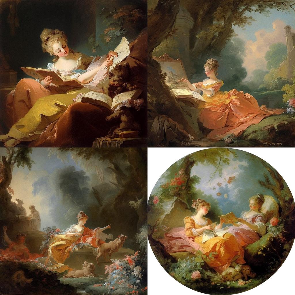 Alexandre-Evariste Fragonard style, Midjourney V5, render 1 of 4