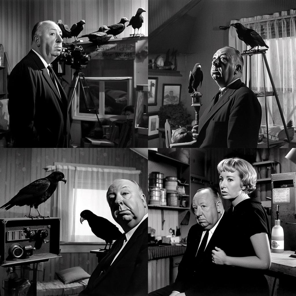 Alfred Hitchcock style, Midjourney V5, render 1 of 4