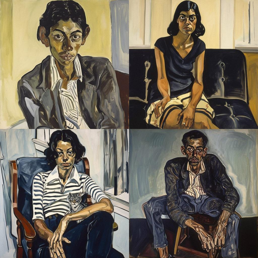 Alice Neel style, Midjourney V5, render 1 of 4