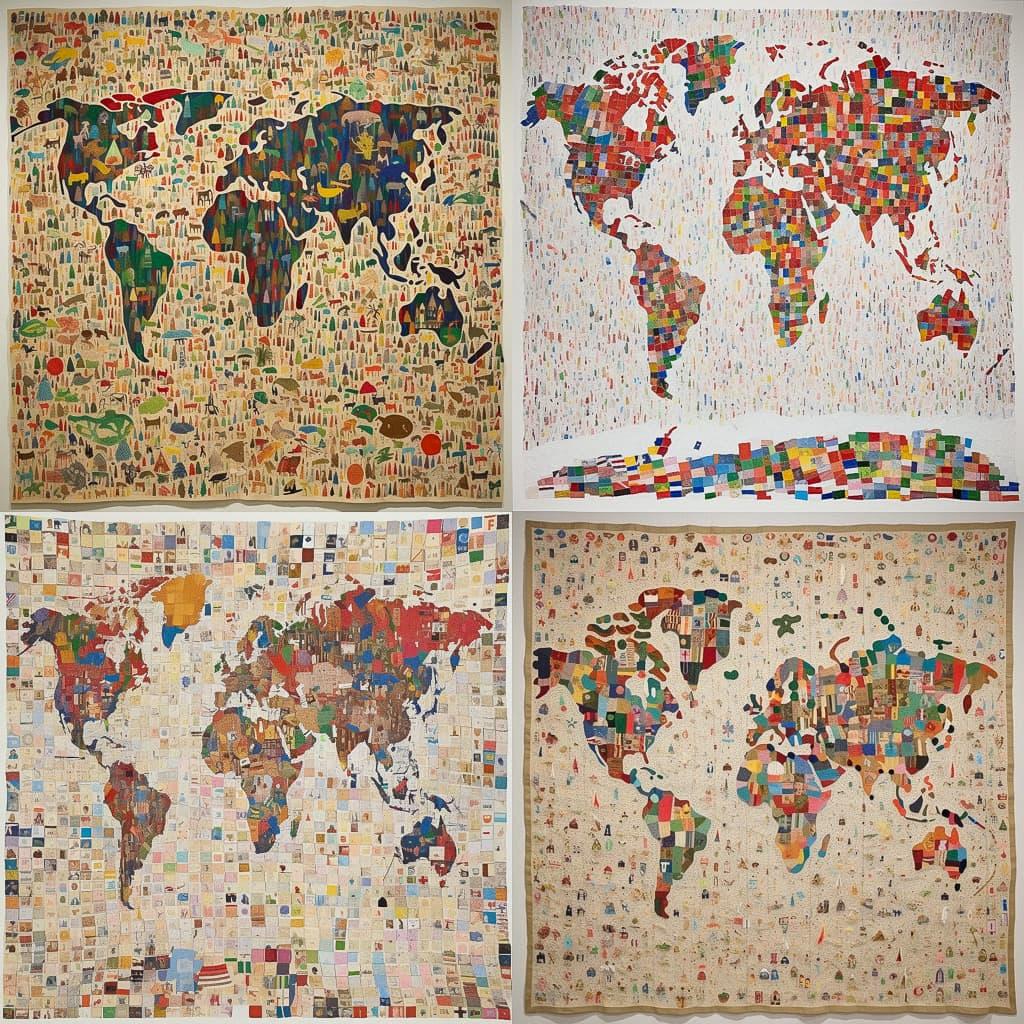 Alighiero Boetti style, Midjourney V5, render 1 of 4