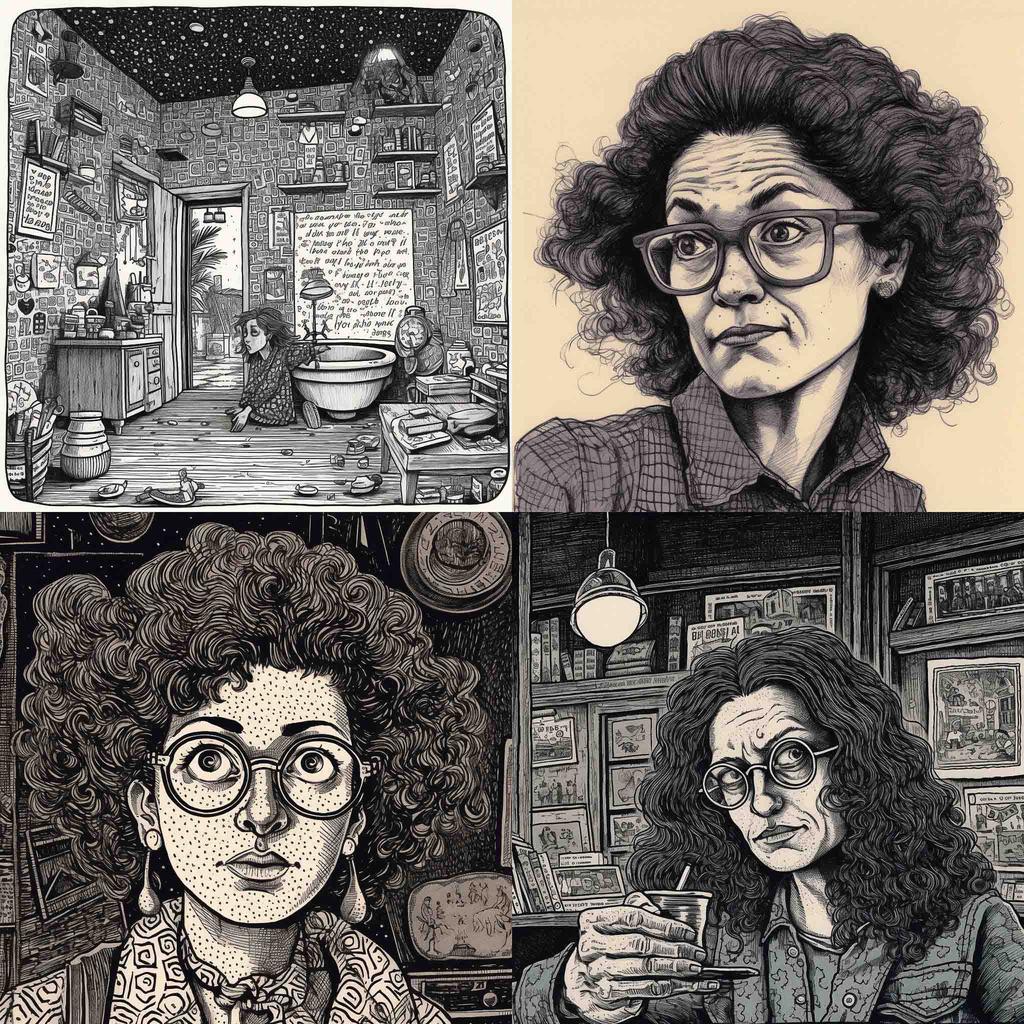 Aline Kominsky-Crumb style, Midjourney V5, render 1 of 4