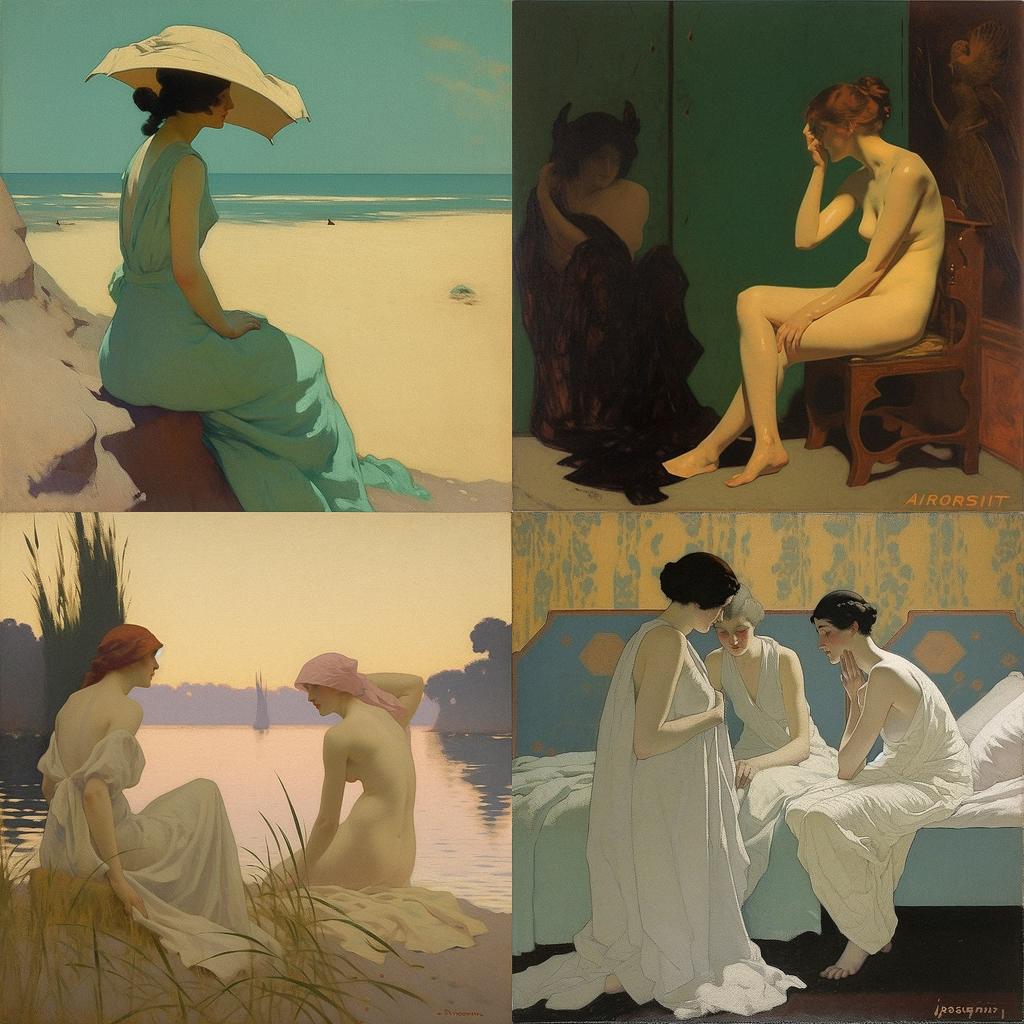 Alphonse Osbert style, Midjourney V5, render 1 of 4