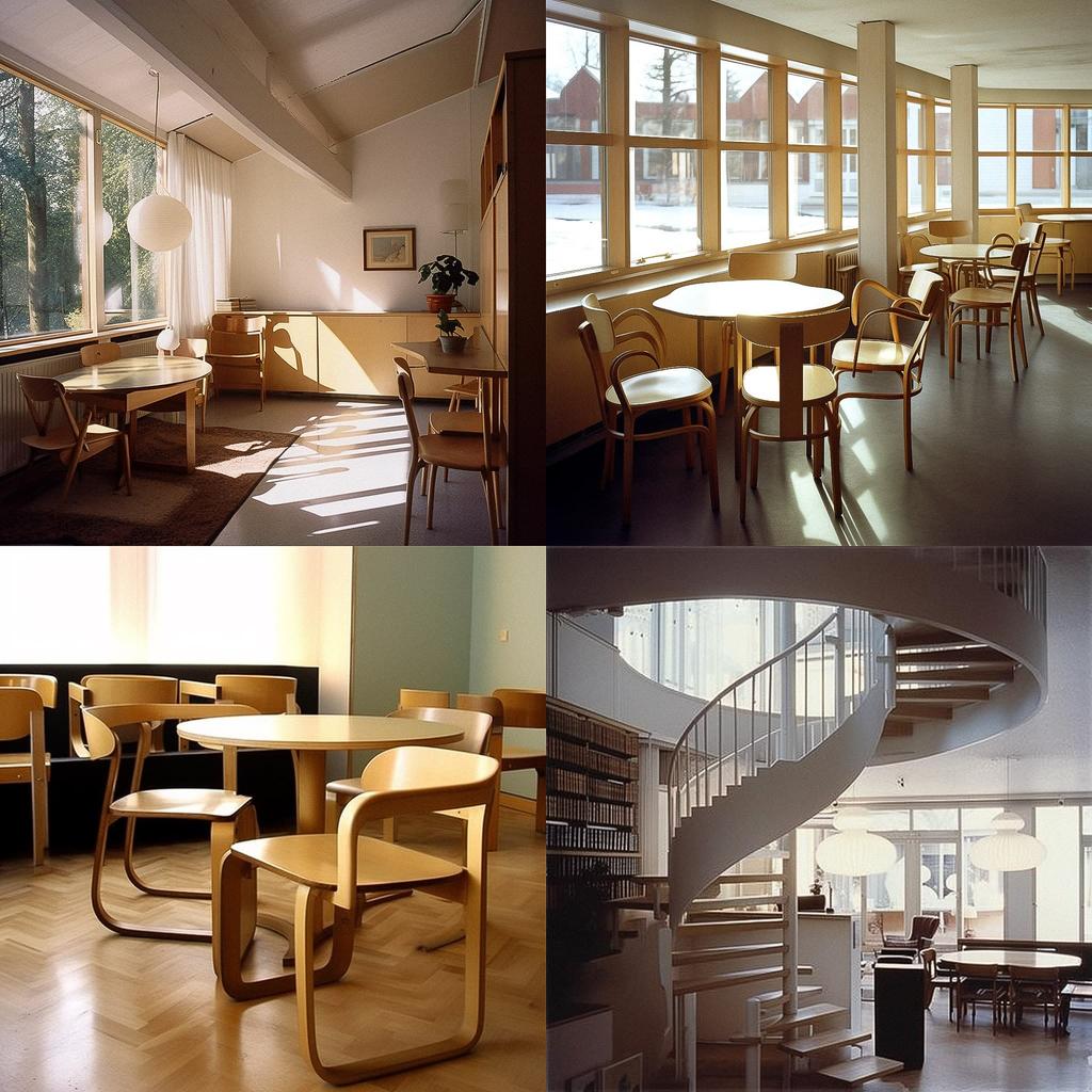 Alvar Aalto style, Midjourney V5, render 1 of 4