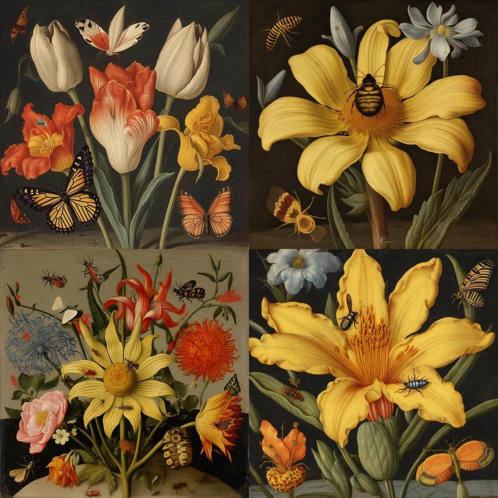 Ambrosius Bosschaert style, Midjourney V5, render 1 of 4