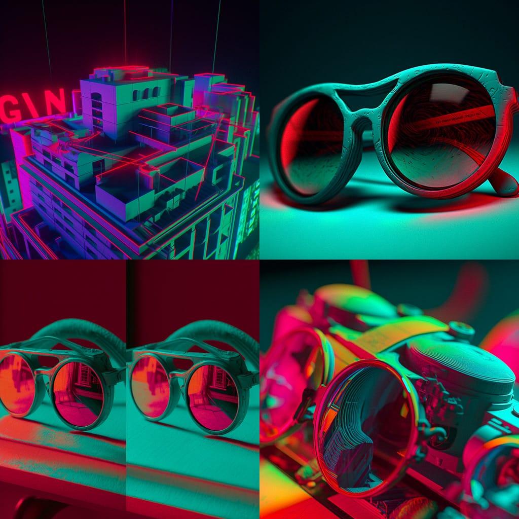 Anaglyph colors style, Midjourney V5, render 1 of 4