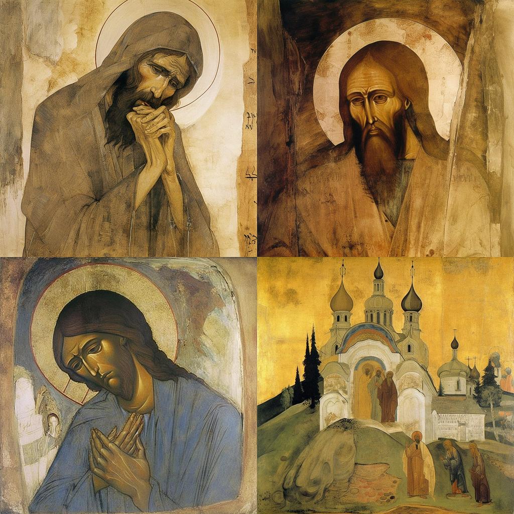 Andrei Rublev style, Midjourney V5, render 1 of 4