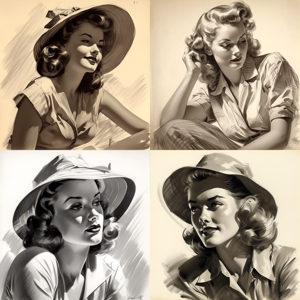 Andrew Loomis style, Midjourney V5, render 1 of 4