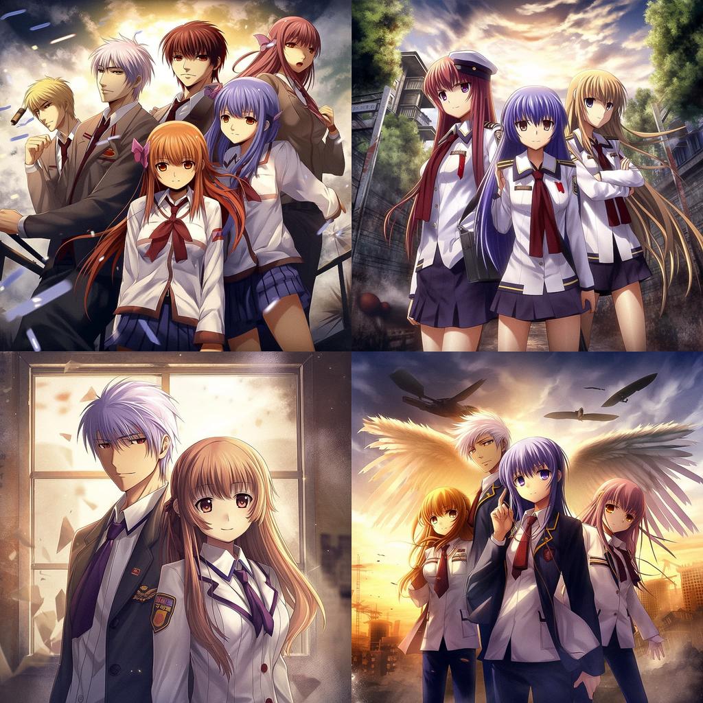 Angel Beats style, Midjourney V5, render 1 of 4