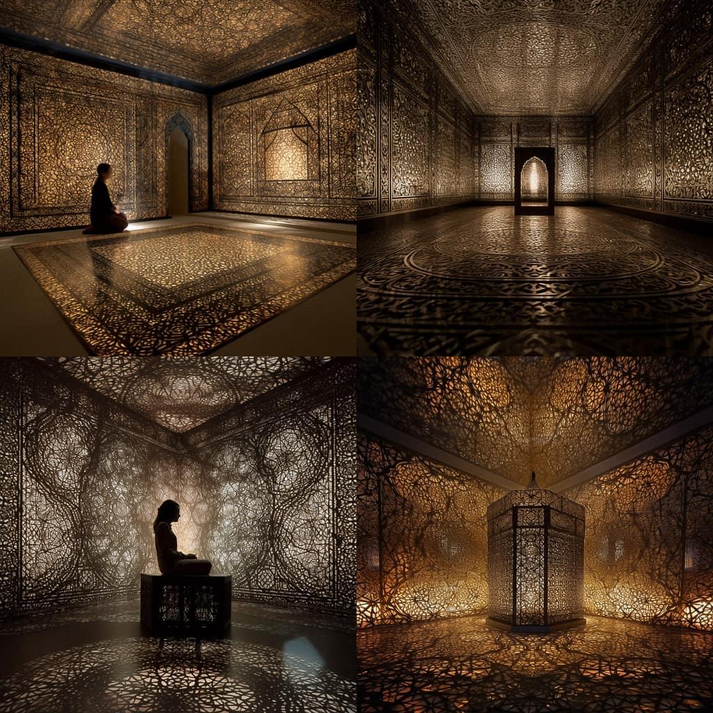 Anila Quayyum Agha style, Midjourney V5, render 1 of 4