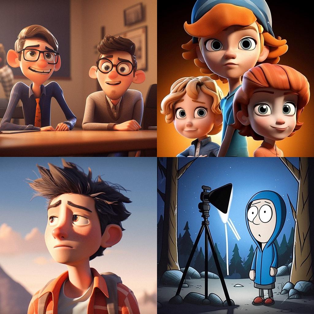 Animation style, Midjourney V5, render 1 of 4