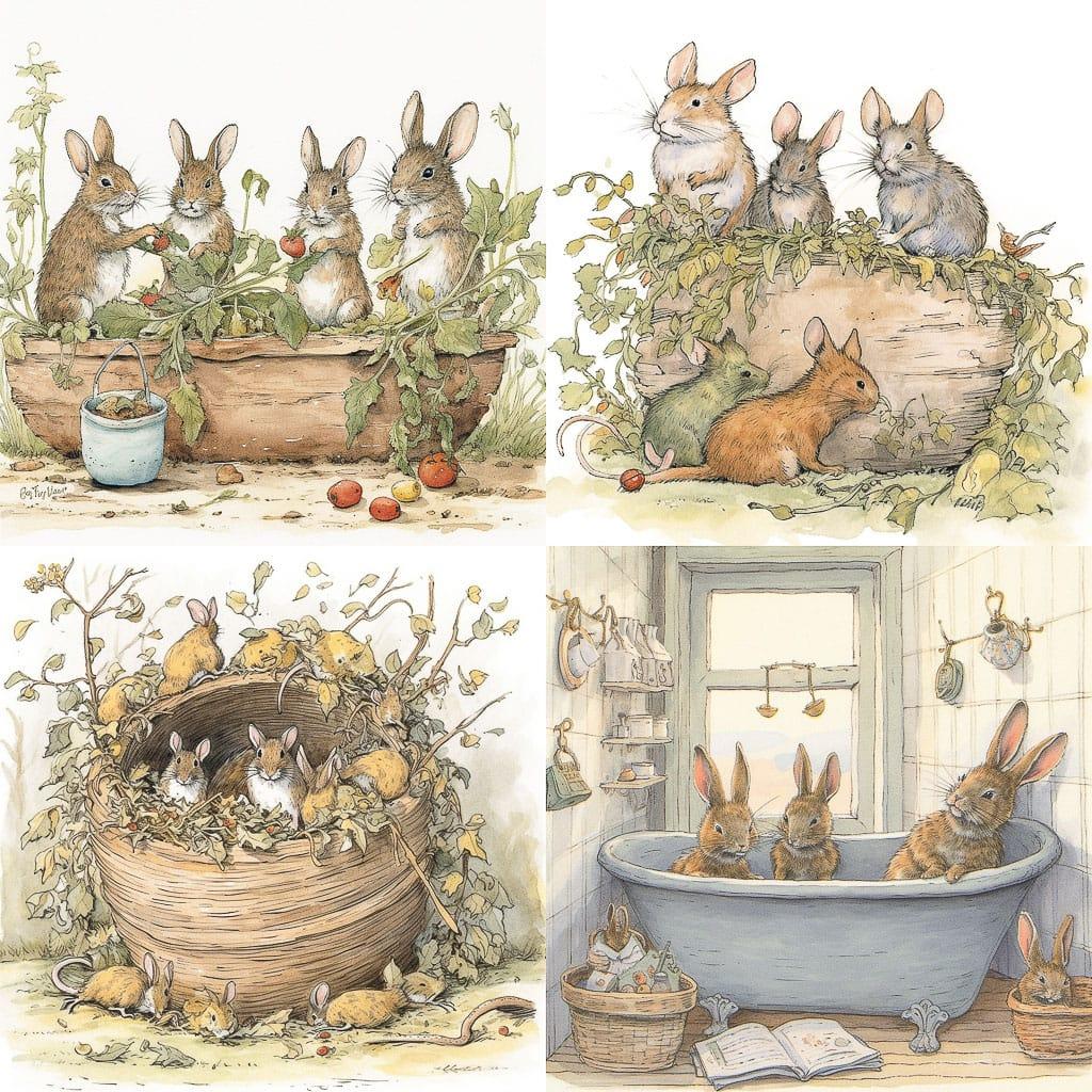 Anita Jeram style, Midjourney V5, render 1 of 4