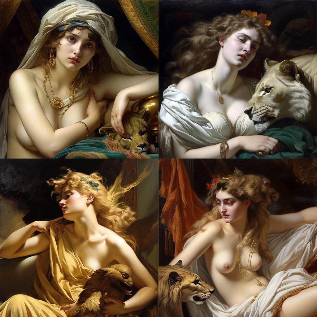 Anne-Louis Girodet style, Midjourney V5, render 1 of 4
