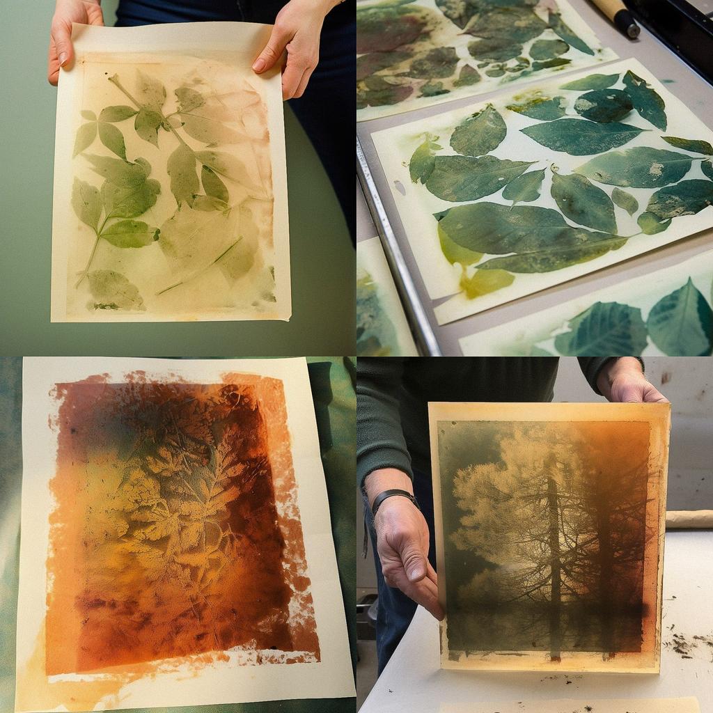 Anthotype print style, Midjourney V5, render 1 of 4