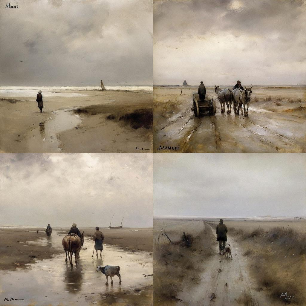 Anton Mauve style, Midjourney V5, render 1 of 4